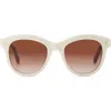 Toms Gwyneth 52mm Round Sunglasses In Chalk/honey Tortoise/brown