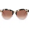 Toms Gwyneth 52mm Round Sunglasses In Vintage Tortoise Pink Fade