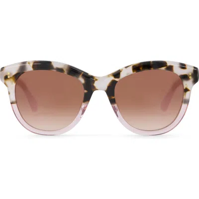 Toms Gwyneth 52mm Round Sunglasses In Vintage Tortoise Pink Fade