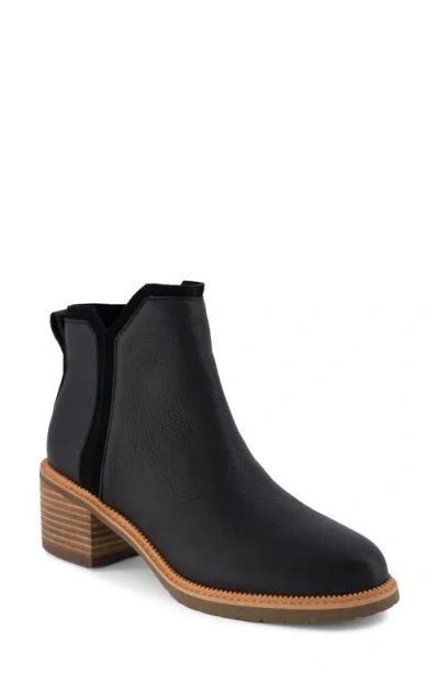Toms Hailey Water Resistant Leather Bootie In Black