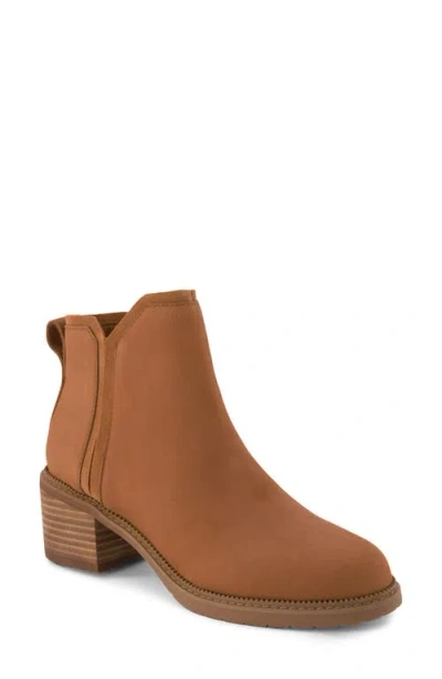 Toms Hailey Water Resistant Leather Bootie In Brown