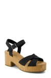 Toms Isla Platform Sandal In Black Leather