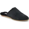 Toms Jade Mule In Black Metallic Suede/ Faux Fur