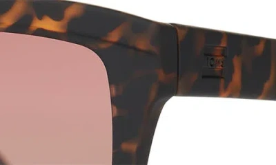 Toms Jett 58mm Shield Sunglasses In Matte Blonde Tortoise W Violet
