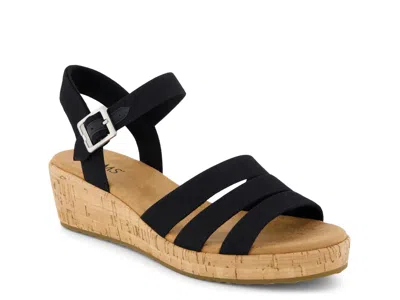 Toms Women's Julia Open Toe Wedge Sandals In Black