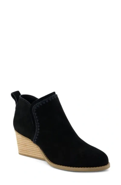 Toms Kaia Wedge Bootie In Black Suede