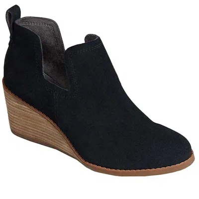 Toms Kallie 10016175-001 Boots Women's 7.5 Black Suede Wedge Heel Bootie Zpo684 (black,7.5)