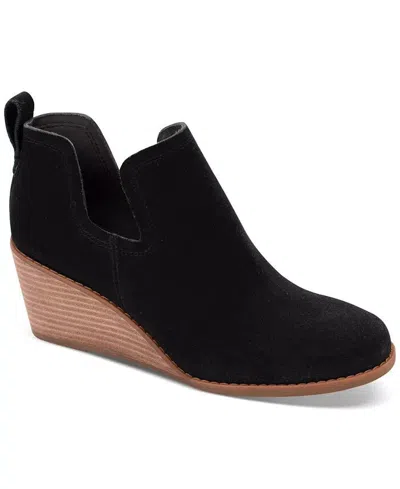 Toms Kallie Boots Women's Us 7 Black Wedge Heel Round Toe Ankle Bootie Zpo1389
