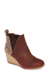 Toms Kelsey Wedge Bootie In Brown/leopard Suede