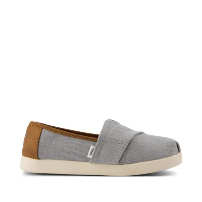 Toms Kid's Alpargata Classic Kids Shoe Drizzle Heritage Canvas And Pu Trim In Gray