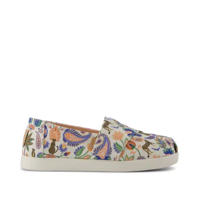 Toms Kid's Alpargata Classic Kids Shoe Egret Cheetah Paisley Print In Multi