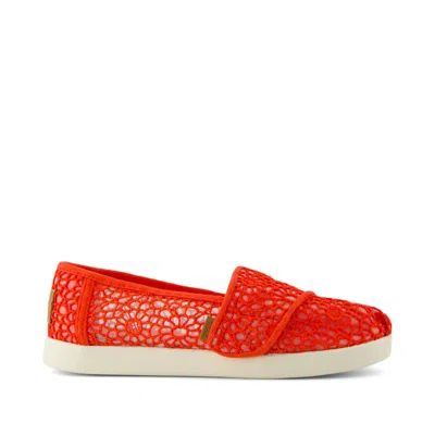 Toms Kid's Alpargata Classic Kids Shoe Flame Moroccan Crochet In Orange
