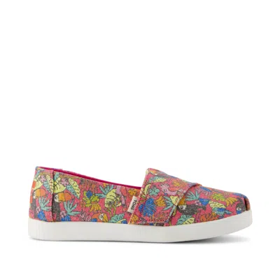 Toms Kid's Alpargata Classic Kids Shoe Fuchsia Birds Of Paradise Print In Multi