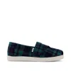 Toms Kid's Alpargata Classic Kids Shoe Navy Plaid In Black