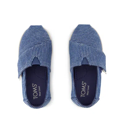 Toms Babies' Kid's Alpargata Classic Toddler Shoe Dark Sky Subtle Stripes In Blue