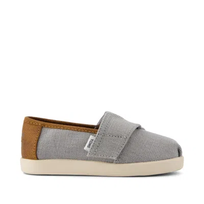 Toms Babies' Kid's Alpargata Classic Toddler Shoe Drizzle Heritage Canvas And Pu Trim In Gray