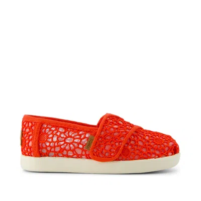 Toms Babies' Kid's Alpargata Classic Toddler Shoe Flame Moroccan Crochet In Red