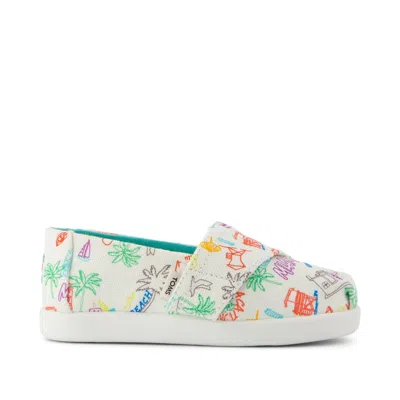 Toms Babies' Kid's Alpargata Classic Toddler Shoe Marshmallow White Sketchbook Print In Multi