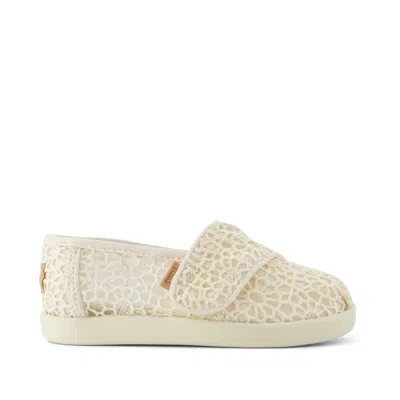 Toms Babies' Kid's Alpargata Classic Toddler Shoe Natural Moroccan Crochet In White