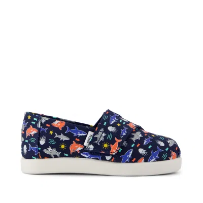 Toms Babies' Kid's Alpargata Classic Toddler Shoe Navy Glow In The Dark Shark Friends In Multi