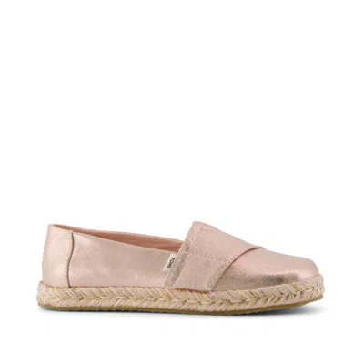 Toms Kid's Alpargata Rope 2.0 Kids Espadrille Pale Rose Metallic Iridescent Pu In Pink