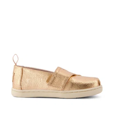 Toms Babies' Kid's Alpargata Rose Gold Metallic Herringbone Toddler Shoe In Multi