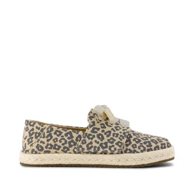 Toms Kid's Carolina Lace-up Kids Espadrille Natural Leopard Print In Brown