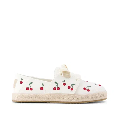 Toms Kid's Carolina Lace-up Kids Espadrille Embroidered Cherries