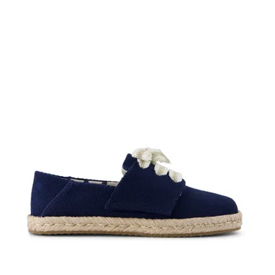 Toms Kid's Carolina Lace-up Kids Espadrille Navy Beachside Woven In Blue