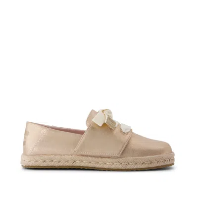 Toms Kid's Carolina Lace-up Kids Espadrille Seashell Metallic Faux Leather In Pink