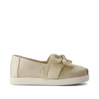 Toms Babies' Kid's Champagne Soft Shimmer With Bow Alpargata Classic Toddler Shoe In Gold