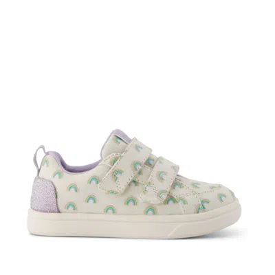 Toms Babies' Kid's Cruz Double Strap Toddler Sneaker Egret Foil Rainbows In White/multi