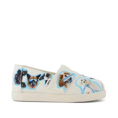 Toms Babies' Kid's Egret Recycled Canvas Dogs Print Alpargata Classic Toddler Shoe In Natural