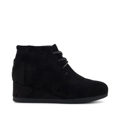 Toms Kid's Microsuede Desert Wedge Kids Boot In Black