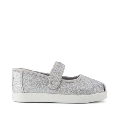 Toms Babies' Kid's Nora Mary Jane Iridescent Glimmer Toddler Shoe Flat In Silver