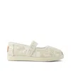 Toms Kid's Nora Mary Jane Kids Shoe Egret Botanical Eyelet Flat In Neutral