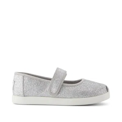 Toms Kid's Nora Mary Jane Kids Shoe Iridescent Glimmer Kids Shoe Flat In Silver
