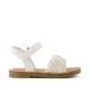 Toms Kid's Remi Ankle Strap Toddler Sandal Egret Botanical Eyelet In White