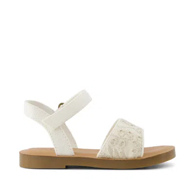 Toms Babies' Kid's Remi Ankle Strap Toddler Sandal Egret Botanical Eyelet In White