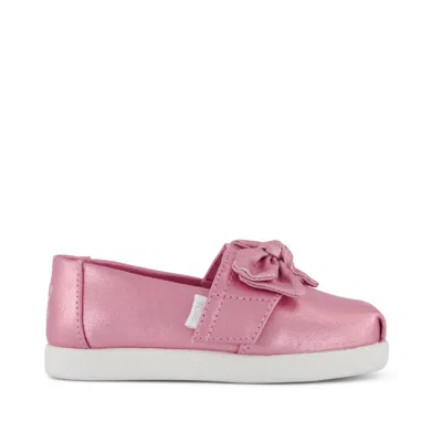 Toms Babies' Kid's Toddler Shoe Alpargata Classic Toddler Shoe Rose Metallic Twill/bow In Pink