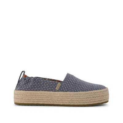 Toms Kid's Valencia Platform Kids Espadrille Niagara Mist Chambray Dot Slip On In Multi