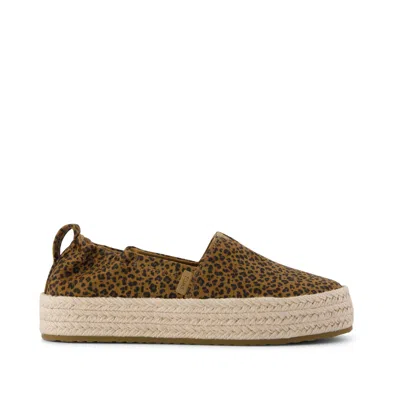 Toms Kid's Valencia Platform Kids Espadrille Toffee Leopard Print In Multi