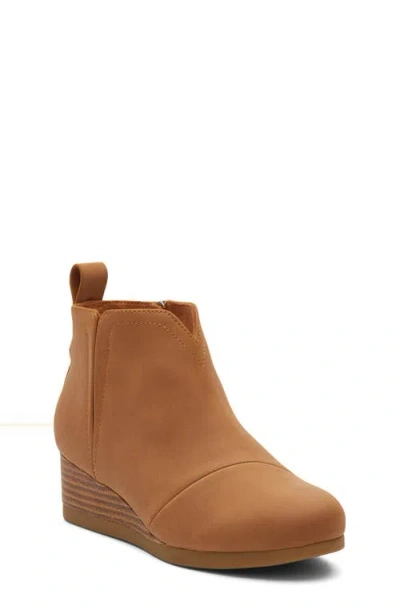Toms Kids' Clare Zip Wedge Bootie In Brown
