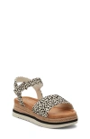 Toms Kids' Diana Ankle Strap Espadrille Platform Wedge Sandal In Natural/ Black