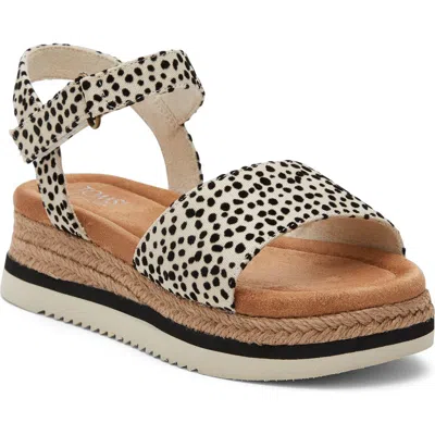 Toms Kids' Diana Ankle Strap Espadrille Platform Wedge Sandal In Natural/black