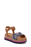 Toms Kids' Diana Ankle Strap Espadrille Platform Wedge Sandal In Navy