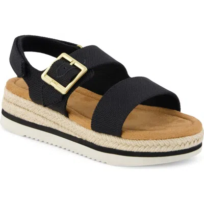 Toms Kids' Giana Slingback Espadrille Platform Wedge Sandal In Black