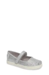 Toms Kids' Glitter Mary Jane Flat In Silver Iridescent Glimmer