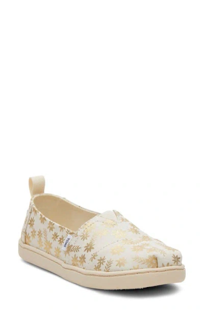 Toms Kids' Metallic Floral Alpargata Slip-on In Natural