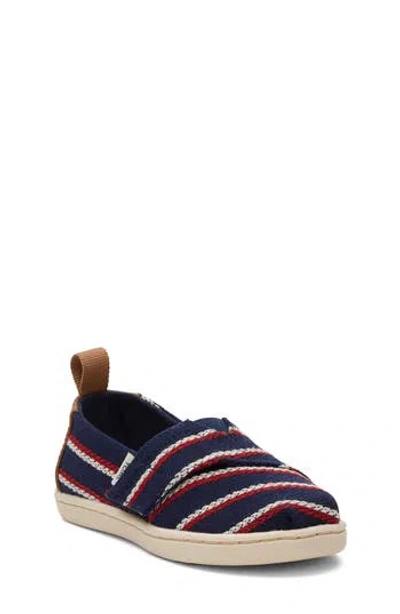 Toms Kids' Stripe Alpargata Slip-on Sneaker In Navy